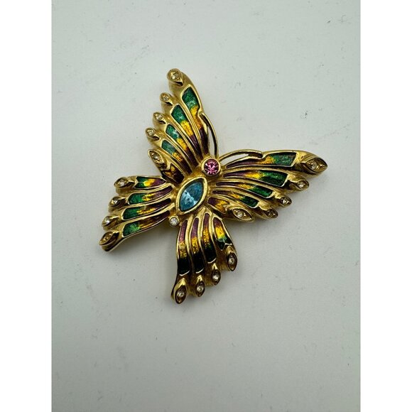 Vintage Bob Mackie Butterly Pin Brooch Enamel Rhinestone Crystal - Picture 3 of 6
